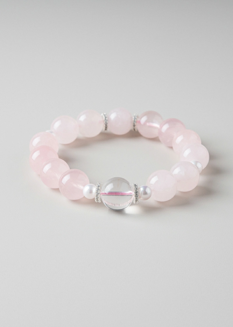 DSC01982-800px Summer Sonata - Pink & Clear Quartz Bracelet|Harmony of Love and Clarity
