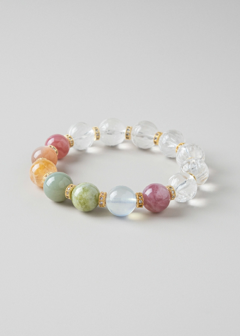 DSC01995-800px Carved Lotus Clear Quartz Bracelet 7-Chakra Energy & Zen Jewelry