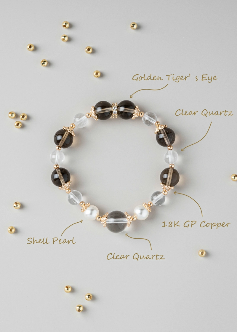 Aurora Grounding-Smoky & Clear Quartz Duo Bracelet