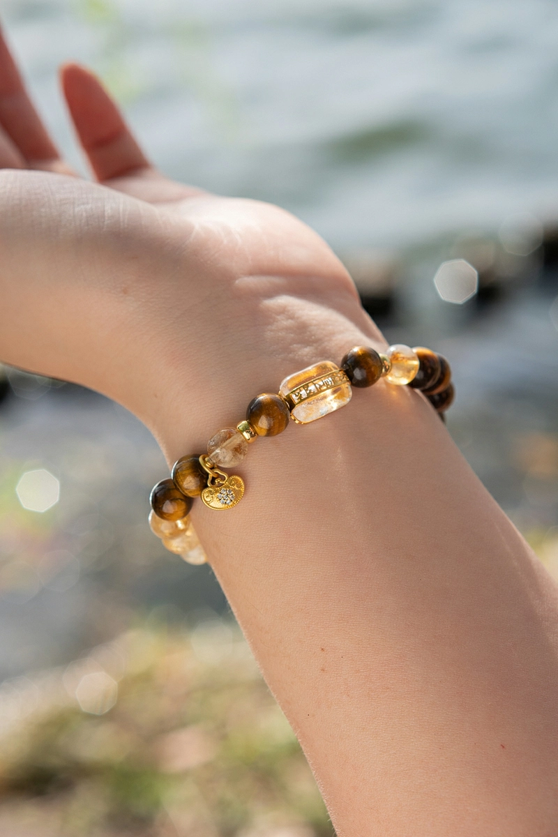 DSC02187-800px Golden Tiger's Eye & Citrine Gold Ingot Energy Bracelet