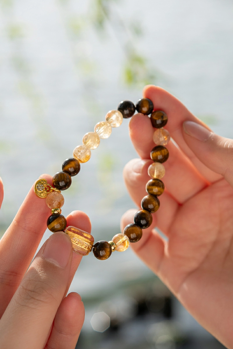 DSC02191-800px Golden Tiger's Eye & Citrine Gold Ingot Energy Bracelet