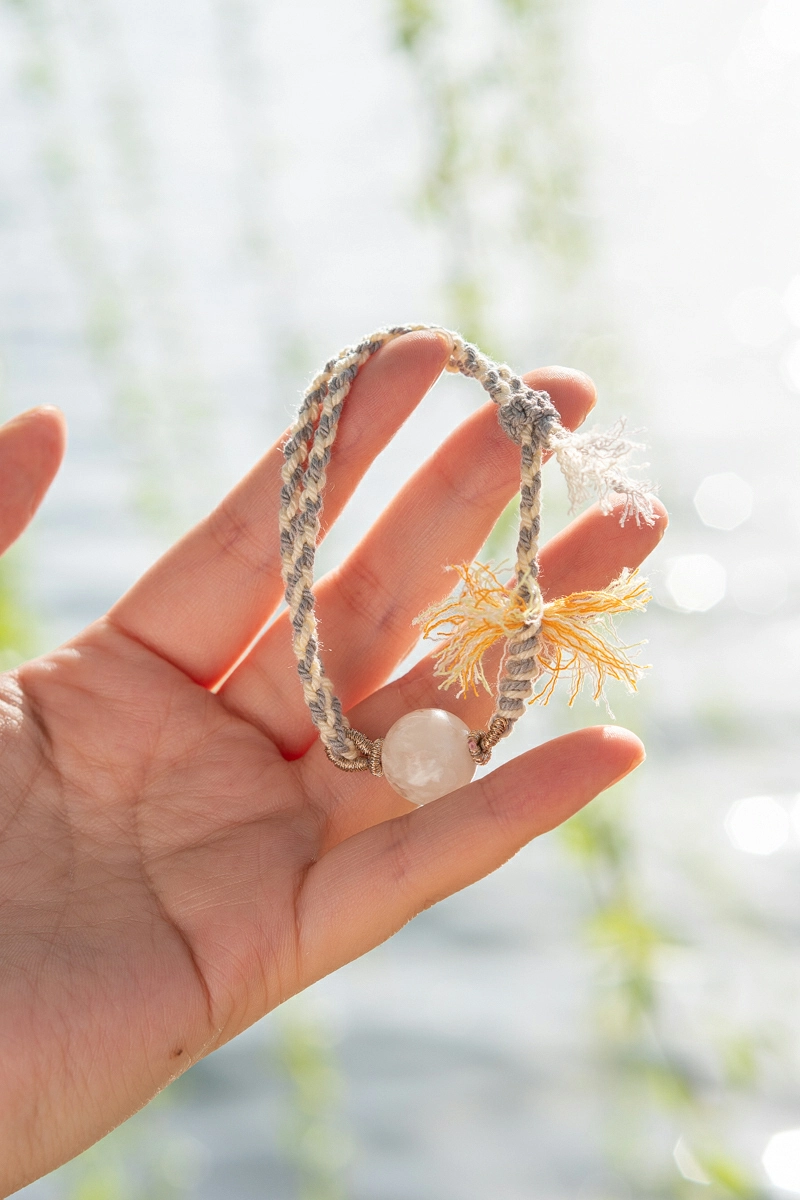 Snowscape - White Phantom Quartz Woven Bracelet｜Pure Energy Guardian