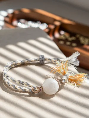 Snowscape - White Phantom Quartz Woven Bracelet｜Pure Energy Guardian