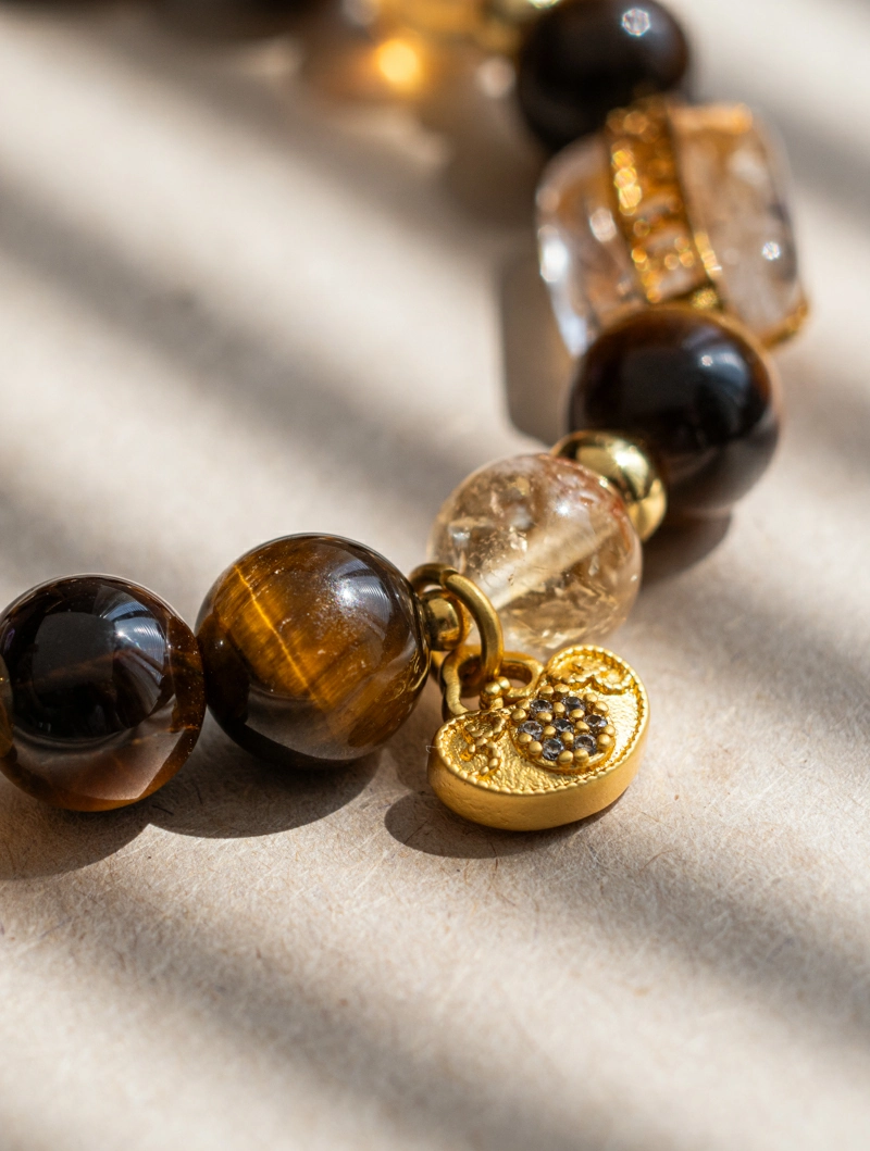 DSC02246 Golden Tiger's Eye & Citrine Gold Ingot Energy Bracelet