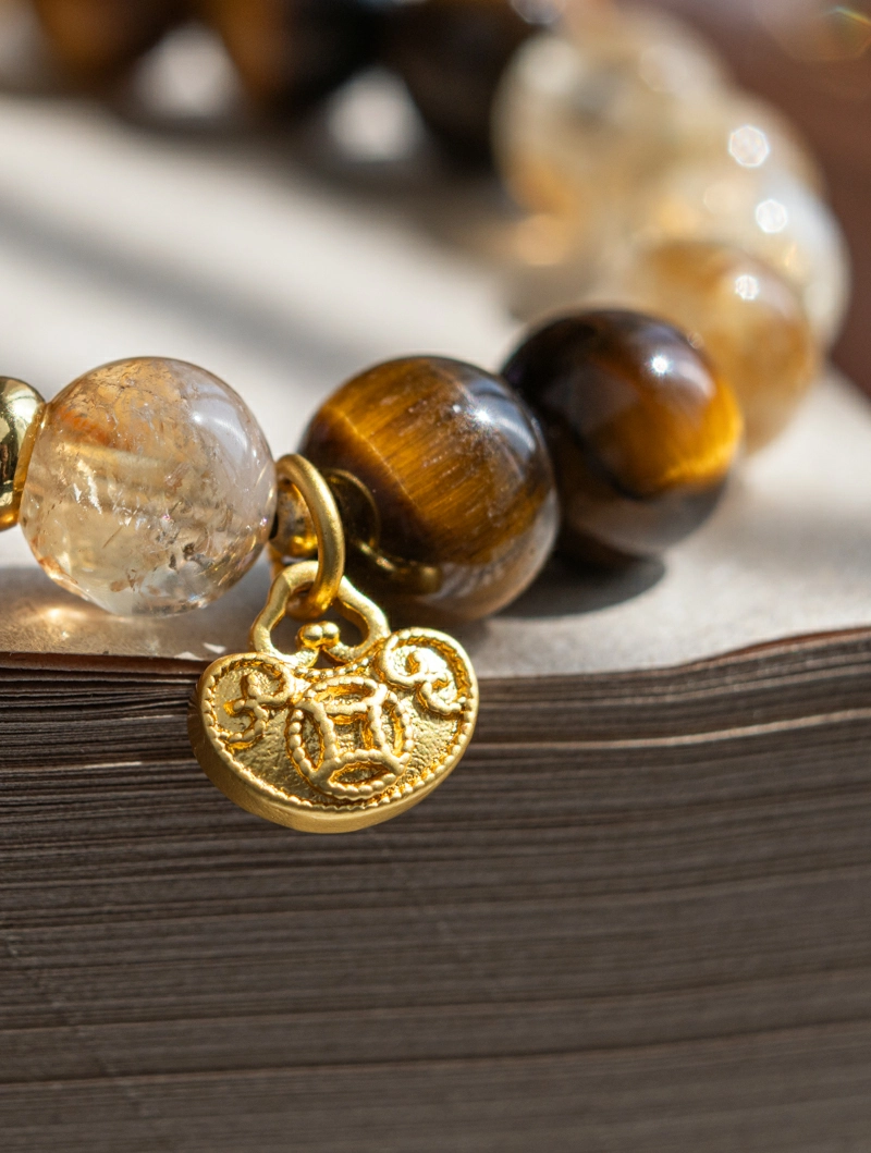 DSC02247 Golden Tiger's Eye & Citrine Gold Ingot Energy Bracelet